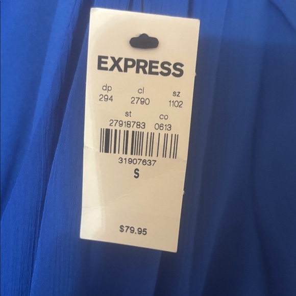 Express Royal Blue Wrap Romper Size S NWT Long Sleeve Date Night Wedding Guest - Picture 2 of 4